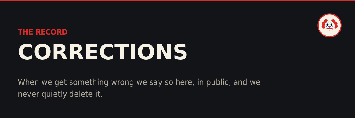 Corrections: where Gov Clowns publishes its own errors rather than deleting them